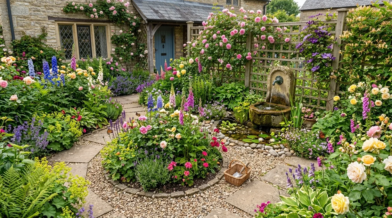 Circular Flower Bed Cottage Garden